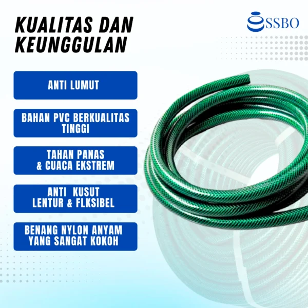 Selang air PVC warna hijau untuk keperluan rumah tangga dan pertanian