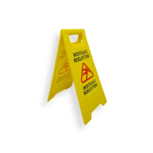 Rambu peringatan SSBO caution lantai basah warna kuning, model lipat