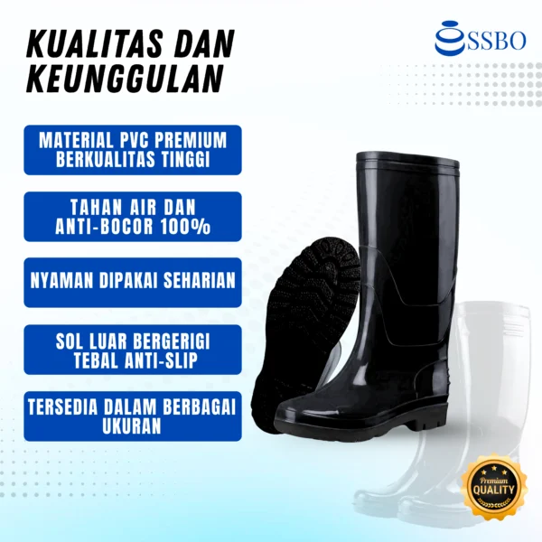 Sepatu Boots HITAM PVC Premium