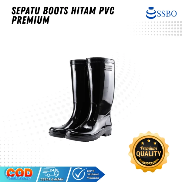 Sepatu Boots HITAM PVC Premium