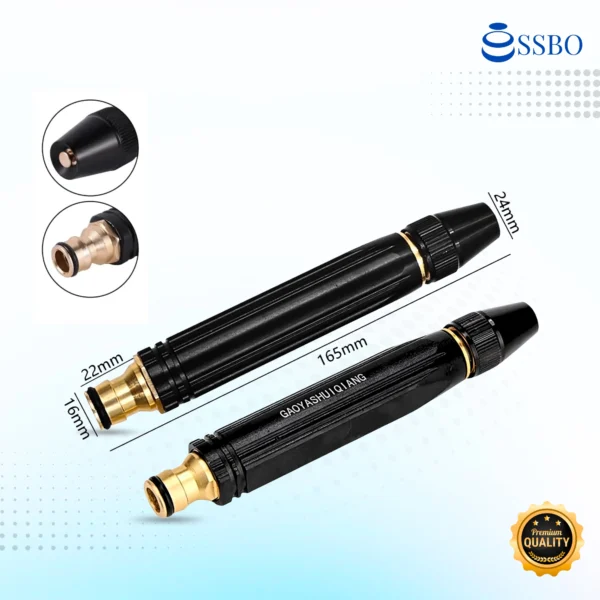 Kepala semprot air SSBO model stick warna hitam, cocok untuk menyiram taman, tanaman, dan mencuci mobil.