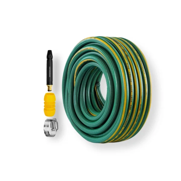Paket selang PVC SSBO ukuran 1 inch lengkap dengan nozzle, konektor, dan klem