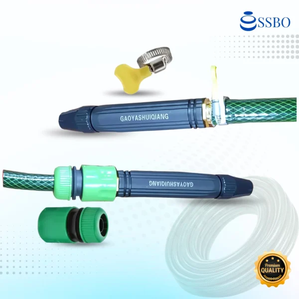 Paket Lengkap, Langsung Pakai! Nikmati kemudahan menyiram dan membersihkan dengan selang PVC SSBO 1/2 inch berwarna hijau ini. Material PVC berkualitas menjadikannya lentur, tahan lama, dan anti kusut. Dilengkapi nozzle stick yang bisa diatur semprotan airnya, serta aksesoris pendukung untuk pemasangan cepat dan praktis.