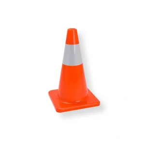 Traffic cone SSBO tinggi 30 cm warna orange dengan 1 garis reflektif putih