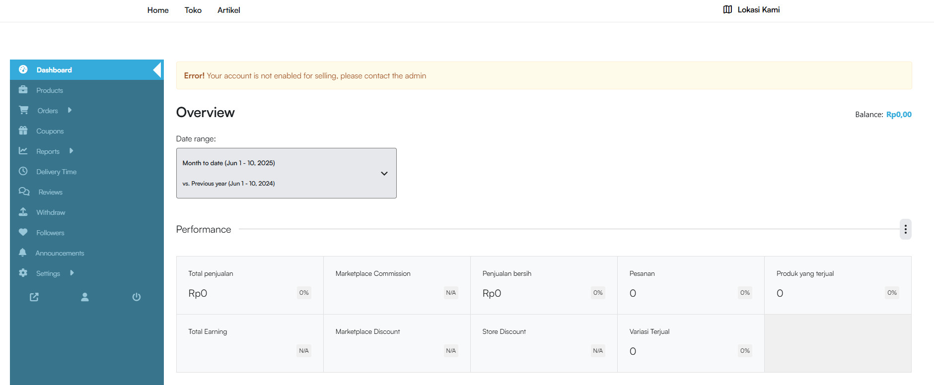 Dashboard Vendor