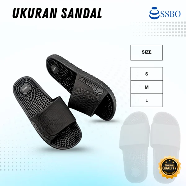 SSBO sandal pijat refleksi pria warna hitam, nyaman dan anti selip untuk kesehatan dan relaksasi kaki