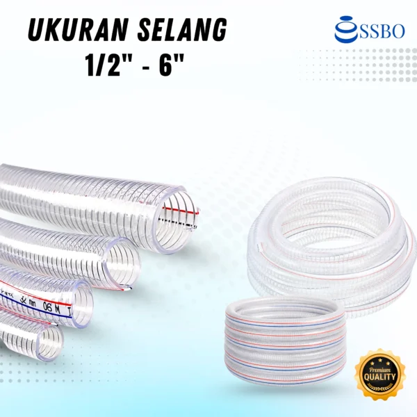 Selang kawat SSBO transparan, kuat, dan tidak mudah terlipat