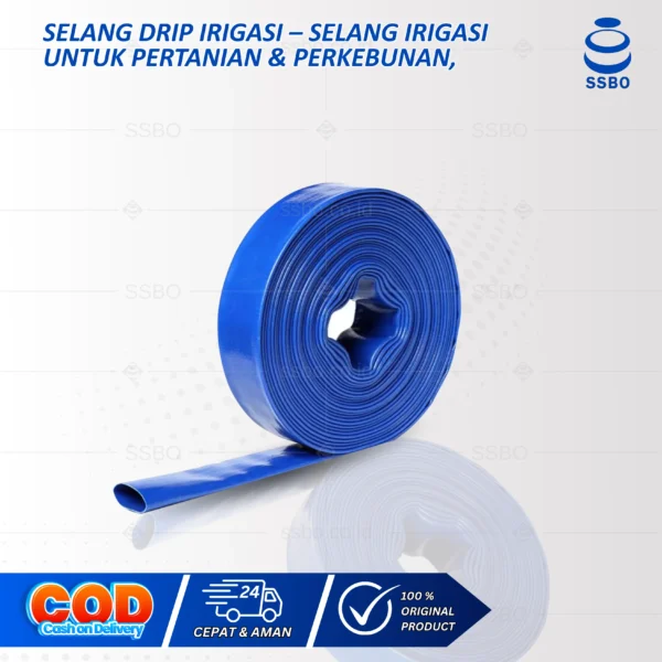 Selang Drip Irigasi SSBO – Tampilan utama selang pipih untuk sistem pertanian tetes